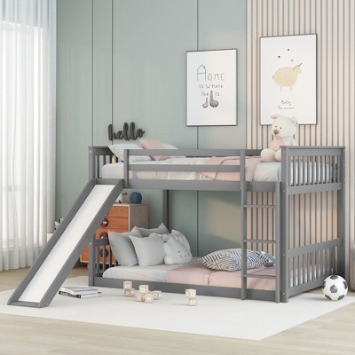 Grungis Full over Full Loft Bed with Slide and Ladder,Bunk Bed with Safety Guardrail,Modern Loft and Bunk Bed for Bedroom