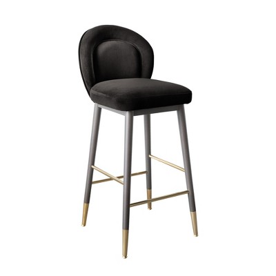 TOV Furniture Hailey Velvet Stool  Charcoal