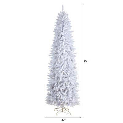 8ft. Slim White Artificial Christmas Tree with 1348 Branches – Elegant Seasonal Holiday X-Mas Glow