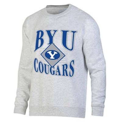 NCAA BYU Cougars Men's Crew Neck Fleece Ash Sweatshirt