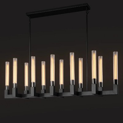 12 - Light Glass LED Farmhouse Chandelier