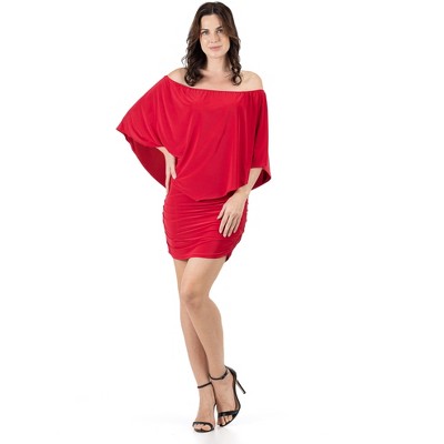 24seven Comfort Apparel Convertible Womens Bodycon Mini Dress Ruffled Sleeve