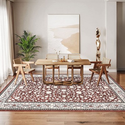 Vintage Washable Area Rugs for Bedroom Soft Low Pile Non Slip Rug for Home Office Decor