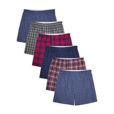 Fruit Of the Loom Men's Boxers, Tartan 6 Pack