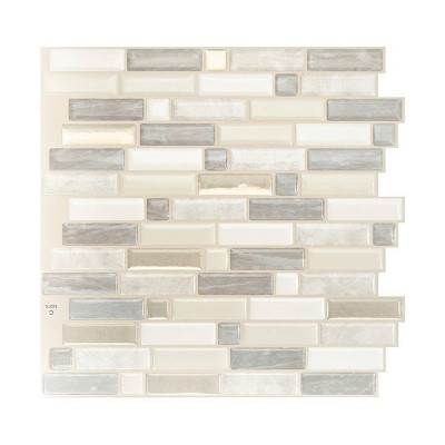 Smart Tiles Crescendo Ciotta 4pk Peel and Stick 3D Backsplash: Vinyl Wall Tiles, Pre-Pasted, Beige, Metallic Finish, 2.3 sq ft Coverage