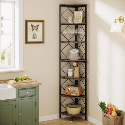 LITTLE TREE 78.7" 7 Tier Bookshelf Bookcase Brown/Black