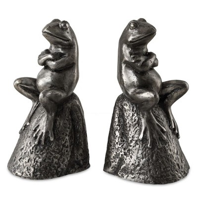 Uttermost Daydreaming Frogs Aged Silver Bookends, Set of 2