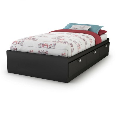 HomeStockMates Platform Storage Bed Pure Black Spark Twin