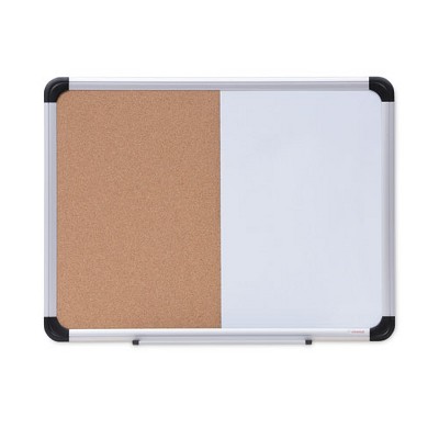 Universal Cork/Dry Erase Board, Melamine, 24 x 18, Tan/White Surface, Gray/Black Aluminum/Plastic Frame
