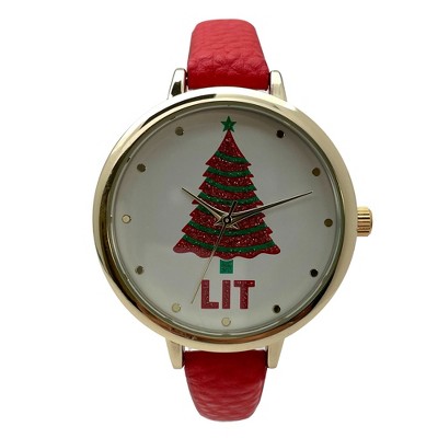Olivia Pratt Faux Leather Christmas Themed Women Watch