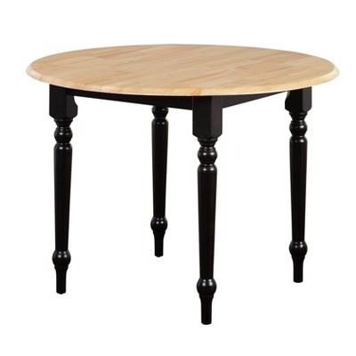 Buylateral 4 Seats Farmhouse Solid Wood Double Drop Leaf Extendable Dining Table