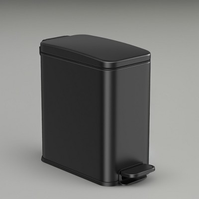 1.3 Gallon (5 L) Bathroom Trash Can, Small Trash Bin with Lid, Slim for Small Spaces, Stainless Steel Garbage Can, Soft Close