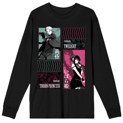 Spy x Family Loid and Yor Codenames Men's Black Long Sleeve Crew Neck Tee