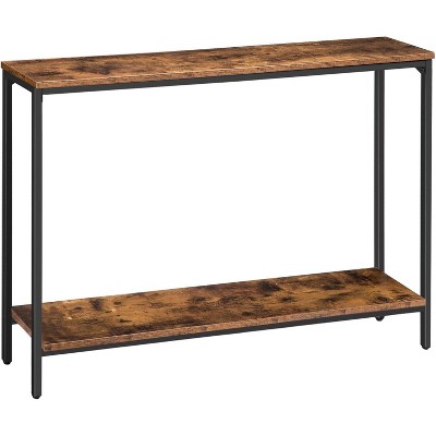 Console Table, 47.2-inch Narrow Entry Table, Metal Frame, Rustic Brown and Black