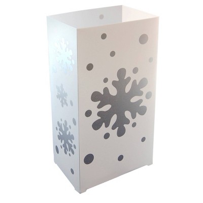 Lumabase 10ct Plastic Luminaria Lanterns Snowflake
