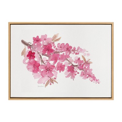 23" x 33" Sylvie Cherry Blossom by Patricia Shaw Framed Wall Canvas Natural: Kate & Laurel, Bedroom Decor, Large Display