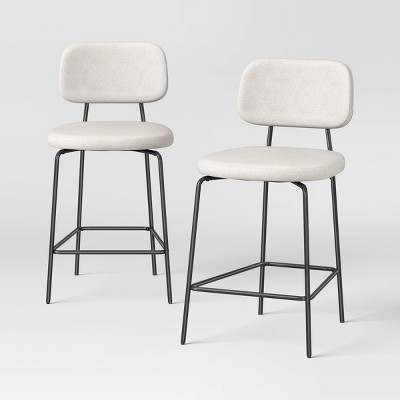 24" Upholstered with Metal Base Counter Height Barstool Cream Boucle - Room Essentials™