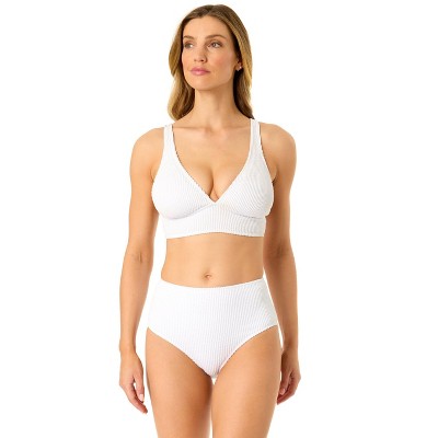 Anne Cole Women's Live In Color Textured Shirred Soft Band Bralette Bikini Swim Top