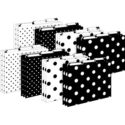 Barker Creek Black and White Dot 14pt Letter-Size File Folders Multi-Design Set 24 per Set