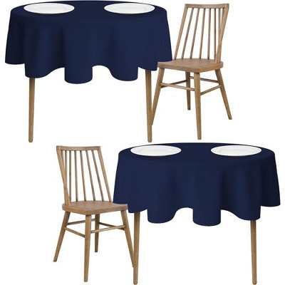 White Classic Premium 100% Polyester Round Tablecloths, 200 GSM Washable Fabric Stain and Wrinkle Resistant Round Table Covers Set of 2