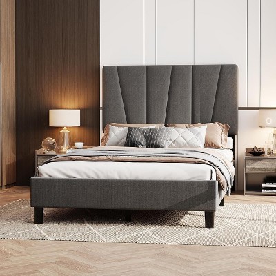 Jojoka Bed Frame with Headboard Adjustable,Modern Velvet Upholstered Platform Bed Frame with Wooden Slat Support