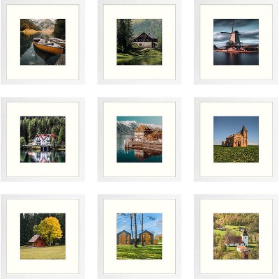 Golden State Art 12x12 MDF Picture Frame 0.71 Inch Thickness for 8x8 Photo - Pack of 9