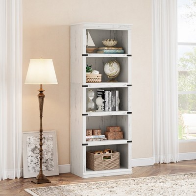 Whizmax 5 Tier Bookcase, Farmhouse Book Shelf with Storage Open Display Bookshelves for Home Office, Living Room, Bed Room