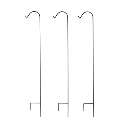 Ashman 92 Inch Shepherd's Hook Premium Durable Metal Outdoor Garden Plant, Wind Chime, and Decoration Hanger, Black (3 Pack)