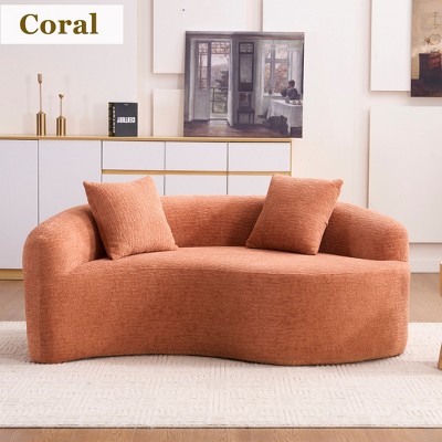 Hrinhom 66.9" W Chenille Loveseat Sofa,Full Compression Sofa With Pillows, No Assembly