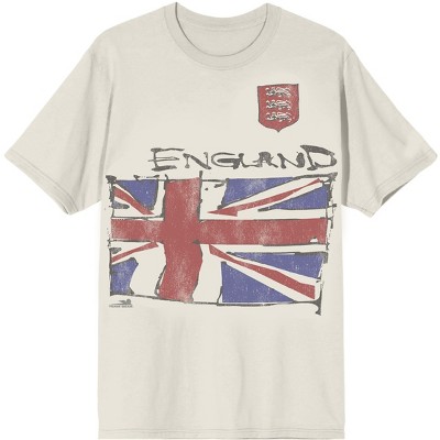 Team Gear Vintage England World Soccer Cup Adult Sand Crew Neck Short Sleeve T-shirt