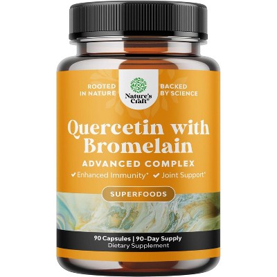 Quercetin with Bromelain Advanced Complex Capsule, High Potent Supplement for Immunity, Respiratory, Heart & Overall Health, Nature's Craft, 90ct