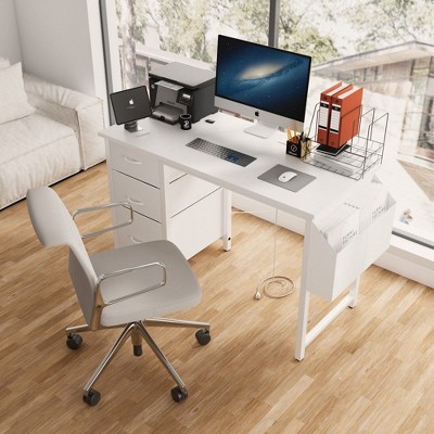 PAGED 47.3" Office Desk with Power Outlet,Home Office Desk with 3 Drawers and Side Pocket,Computer Desk for Home,Office