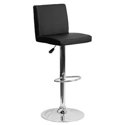 Emma and Oliver Panel Back Adjustable Height Barstool with Chrome Base