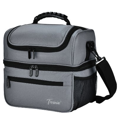 Tirrinia Insulated Dual Compartment Lunch Box, Adult Durable Insulated Lunch Bag for Woman, Leakproof Reusable Large Lunchbox Lunch Tote for Man