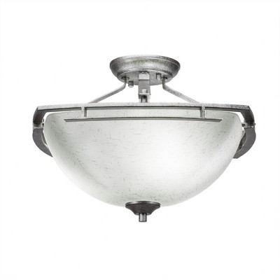Toltec Lighting Uptowne 3 - Light Flush Mount in  Aged Silver with 13.5" White Muslin Shade