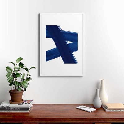 Kris Kivu Indigo Abstract Brush Strokes 4 Framed Wall Art - Deny Designs