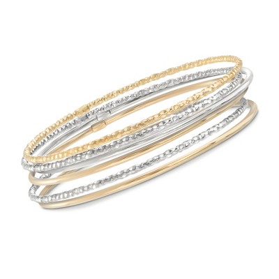 Ross-Simons Two-Tone Sterling Silver Jewelry Set: 6 Bangle Bracelets