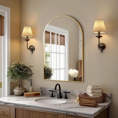 30 x 20 inch Bathroom Wall Mirror Black Aluminum Alloy Frame Vanity Mirror for Bedroom