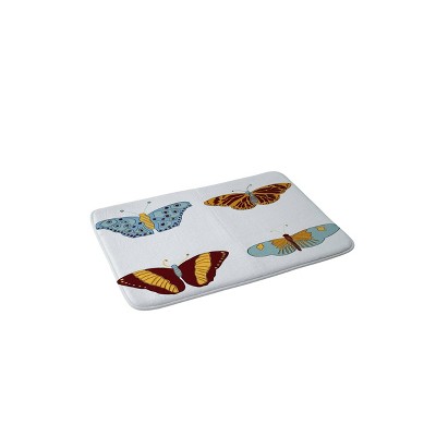 Elisa Bell Fall Butterflies Memory Foam Bath Rug Blue - Deny Designs