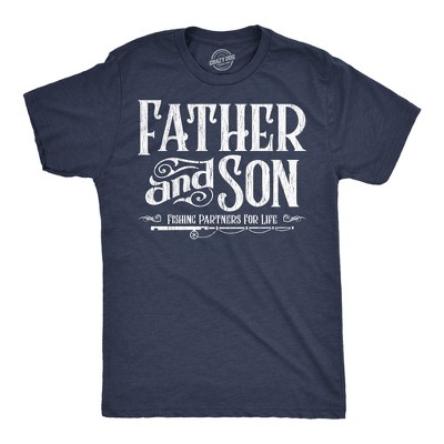Mens Funny T Shirts Father and Son Fishing Partners for Life Sarcastic Fathers Day Graphic Tee for Men - Crazy Dog Men's T Shirt Gift for Dad