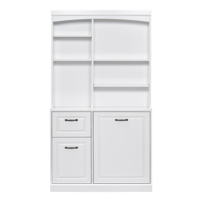 Ridstar 70.9 in. H Freestanding Reversible Laundry Basket Bathroom Storage Cabinet with Drawers and Adjustable Shelves-White