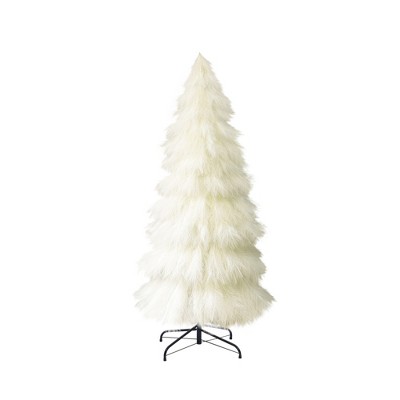LuxenHome 5Ft Holiday Artificial Pampas Grass Tree in Natural Ivory Beige