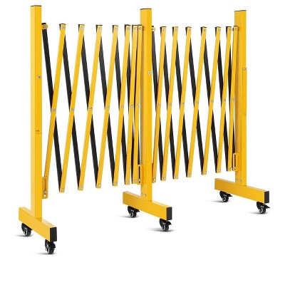 Barricade Gate, Safety Barrier - 16/23FT Metal Expandable Folding Gate, Portable Traffic Crowd Control Fence