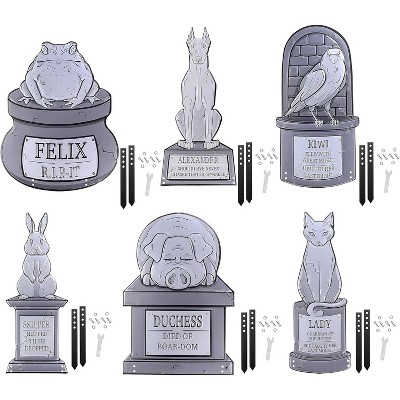SCS Direct 3D Halloween Metal Tombstone -(6 Designs) (Large 17" w Stakes) -Durable, Weather Rust Proof, UV Printed- Lawn Decor- No Flimsy Headstones