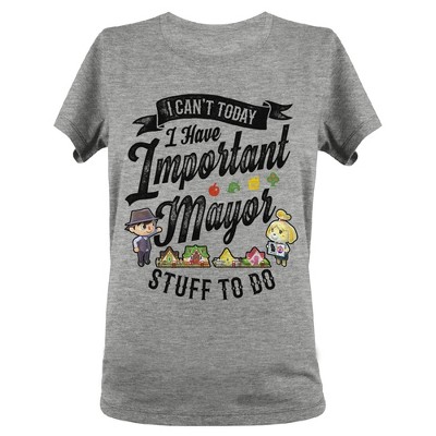 Juniors Womens Nintendo Animal Crossing Mayor Stuff T-Shirt