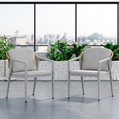 Christopher Knight Home Oaklen All Weather Outdoor Dining Chairs with Cushions (Set of 2)