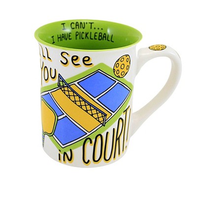 Enesco 4.5 Inch Pickleball In Court Mug Everyday , Sports Paddle Ball (1PC)