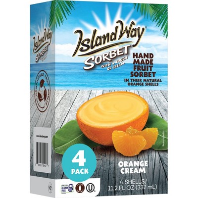 Island Way Sorbet Frozen Orange Cream Sorbet - 11.2 fl oz/4pk