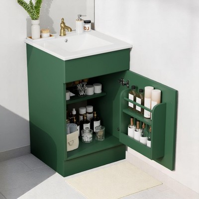 Mshliw 20 Inch Bathroom Vanity with Sink, Freestanding Cabinet with Soft Close Door and Adjustable Interior Shelf, Compact Design