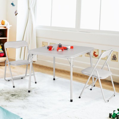 GustoWave Metal Folding Card Table and Chair Set of,Leather Padded Folding Chairs with Comfortable Cushion and Durable Steel Frame,Square Table